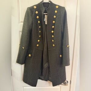 DREW Olive Trench Coat with Gold Buttons